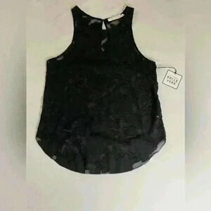 NWT Belle Vere Sheer Lace Floral Sleeveless  Tank Top in Black size Small